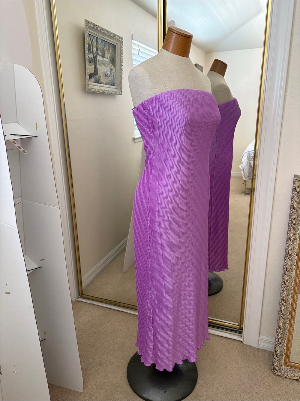 Strapless Lavender Midi Dress